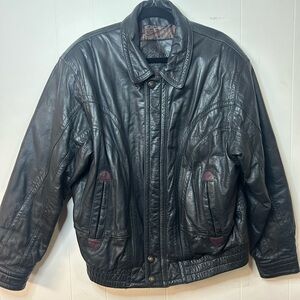 Esquire Vintage, men’s black 100% leather jacket, size Large, thick and heavy